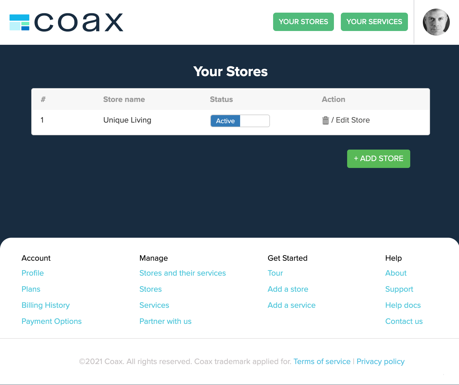 Coax - add stores